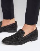 Dune Glitter Loafers In Black - Black