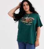Daisy Street Plus Relaxed T-shirt With Vintage Paynes Prairie Print - Green