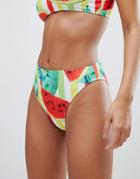 Jaded London Watermelon High Leg Bikini Bottoms - Pink