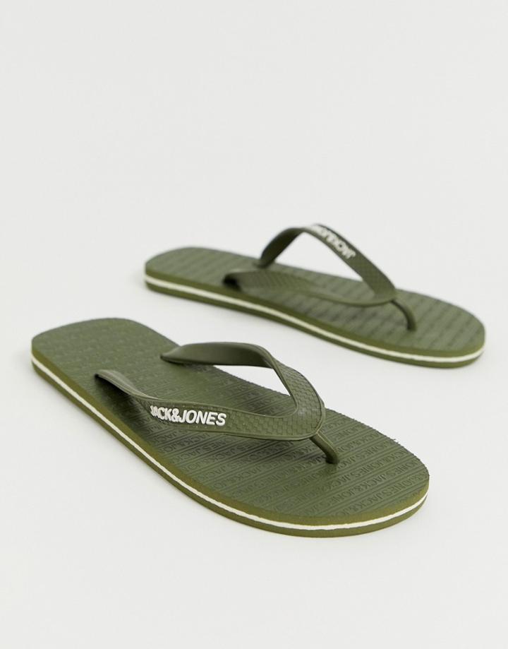 Jack & Jones Flip Flops With Branded Rubber Strap - Green