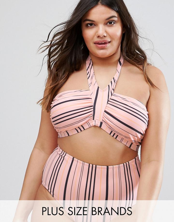 Junarose Stripe Halter Bikini Top - Multi