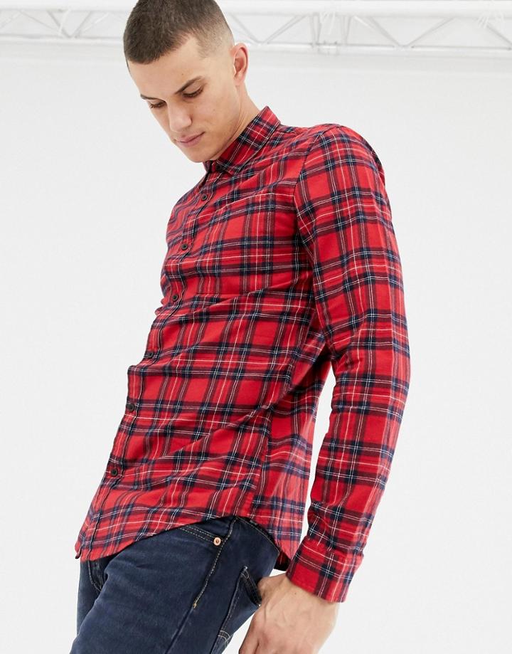 New Look Regular Fit Shirt In Plaid Print - Red
