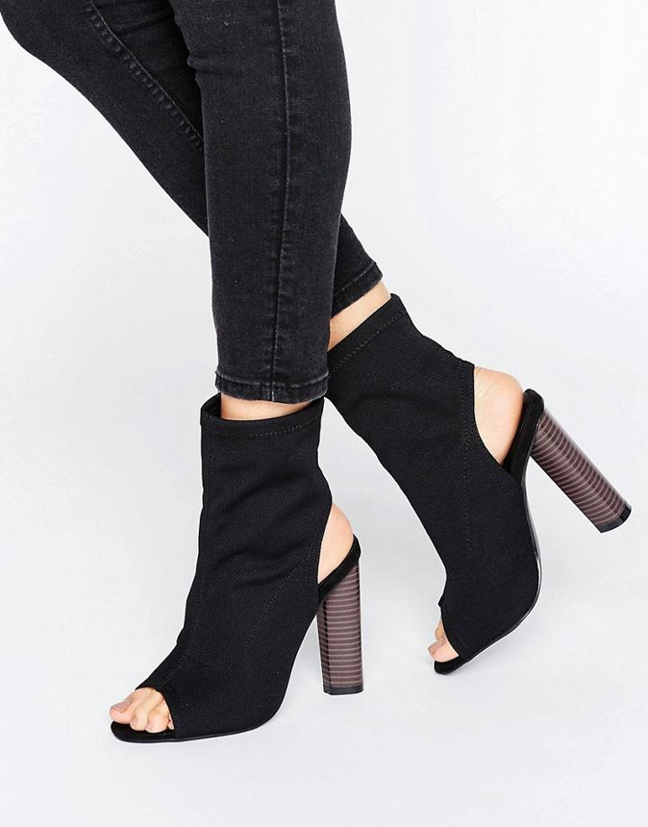 Truffle Peep Toe Ankle Boot - Black
