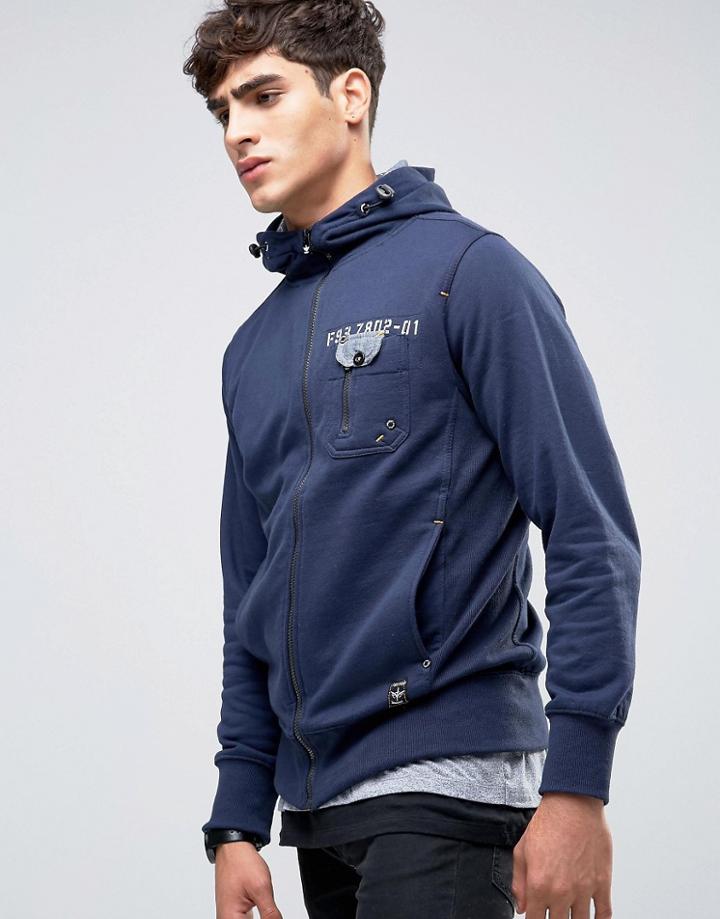 Firetrap Zip Through Hooded Sweat - Navy