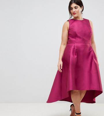 Chi Chi London Plus Sateen High Low Hem Dress - Purple