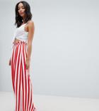 Asos Design Tall Maxi Skirt With Paperbag Waist In Stripe - Multi