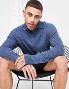 Tommy Hilfiger Long Sleeve Textured Polo Shirt-navy