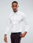 Burton Menswear Skinny Fit Smart Shirt In Dobby Stretch - White