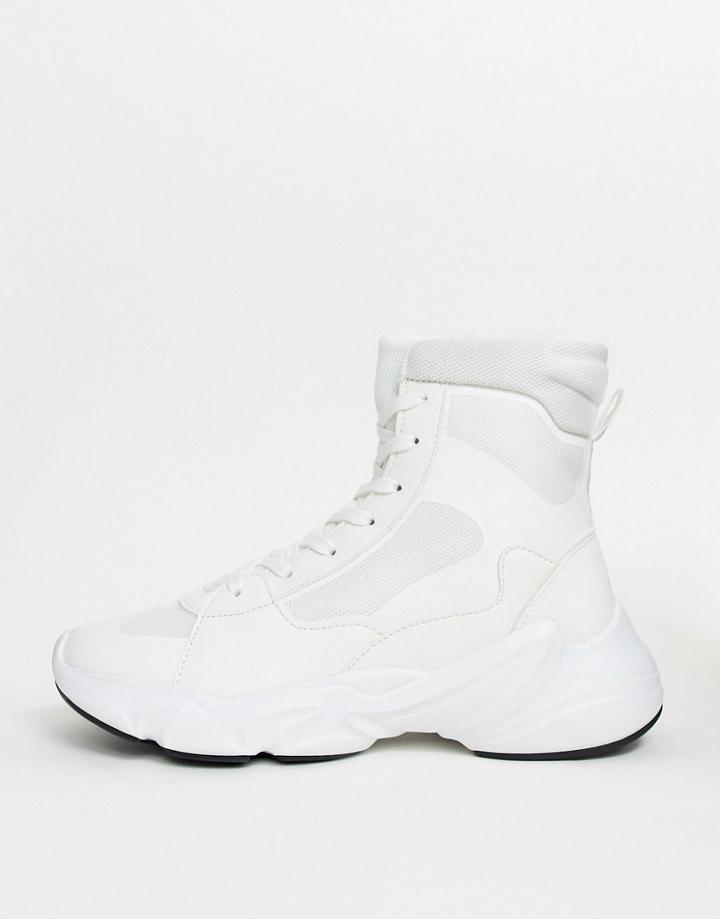 Asos Design High Top Sneakers In White Mesh