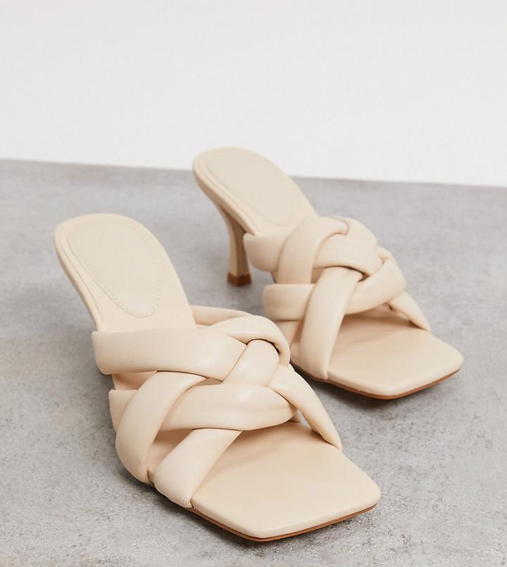 Z Code Z Exclusive Lora Vegan Friendly Woven Heeled Mules In Bone-white