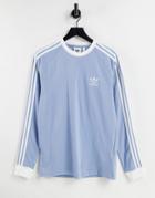 Adidas Originals Adicolor 3-stripes Boyfriend Fit Long Sleeve T-shirt In Blue-blues