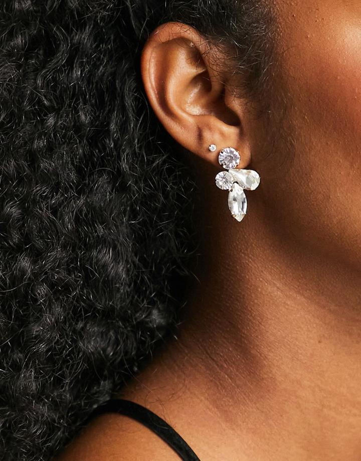 True Decadence Crystal Cluster Stud Earrings-gold