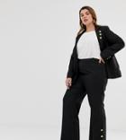 Unique21 Hero Tailored High Rise Pants With Gold Buttons - Black