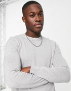 Topman Long Sleeve Knit Crewneck Sweater In Gray