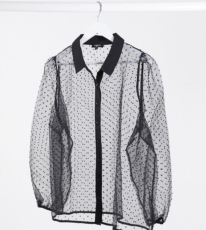 Simply Be Dobby Mesh Shirt In Black