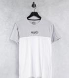 Hollister Exclusive To Asos Central Logo Color Block Crew Neck T-shirt In White/gray Heather-multi
