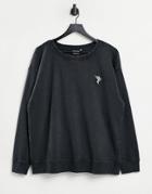 Only Sweater With Embroidered Panda In Washed Black