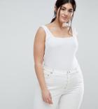 Asos Curve Tank With Square Neck In Textured Rib - White