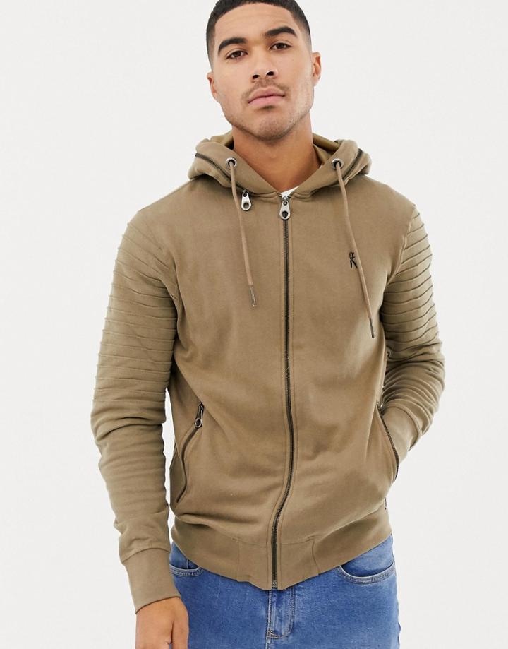 Ringspun Ribbed Zip Through Hoodie - Black
