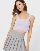 Stradivarius Fluffy Knit Crop Top In Lilac-purple
