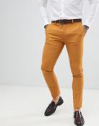 Twisted Tailor Super Skinny Suit Pants In Mustard - Copper