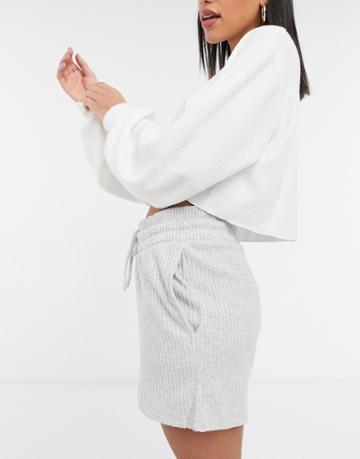 The Wellness Project Lounge Soft Rib Shorts In Gray-grey