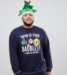 Duke King Size Holidays Baubles Sweat In Navy - Red