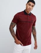 Hugo Dadge Badge Logo Cotton Polo In Burgundy - Red
