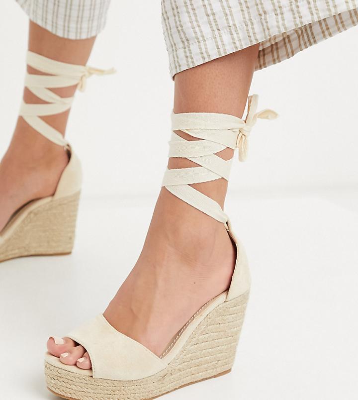 Glamorous Wide Fit Wedge Espadrille Sandals In Natural-neutral
