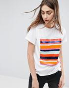 Asos T Shirt With Sequin Stripe Motif - White