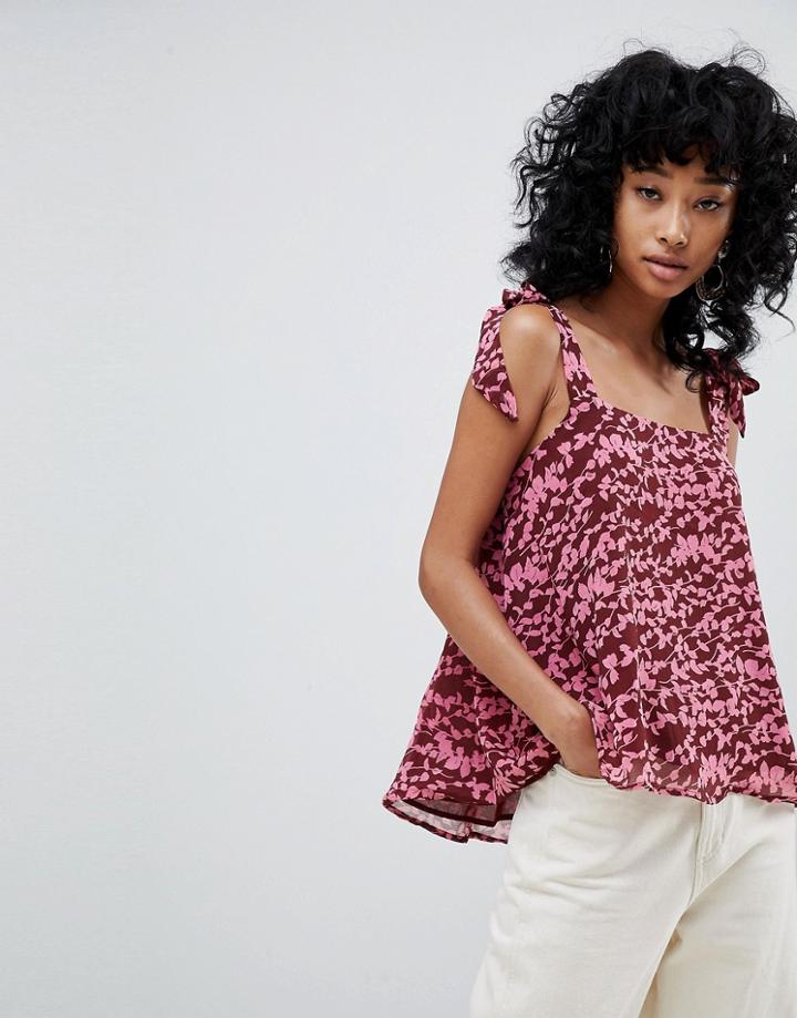 Ichi Printed Tie Shoulder Cami - Multi