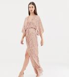 Asos Design Tall Scatter Sequin Knot Front Kimono Maxi Dress - Multi