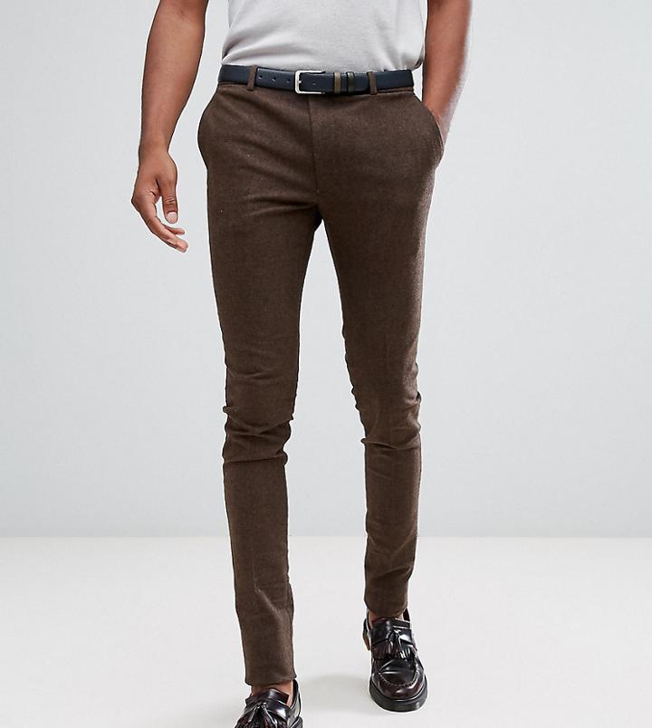 Heart & Dagger Tall Super Skinny Smart Pants In Stretch Tweed - Brown