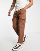 Farah Greenport Loose Fit Cargo Pants In Tan-brown