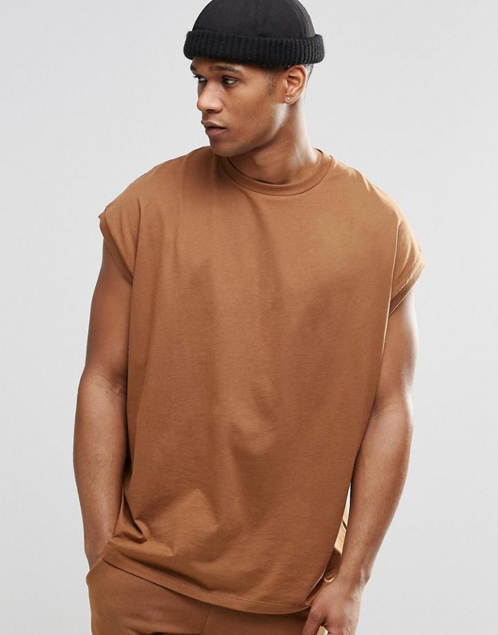 Asos Super Oversized T-shirt In Light Brown - Auburn