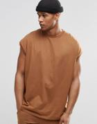 Asos Super Oversized T-shirt In Light Brown - Auburn