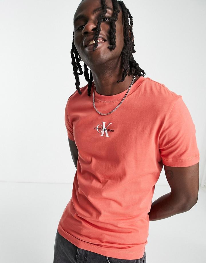 Calvin Klein Jeans Icon Monogram Logo Slim Fit T-shirt In Red