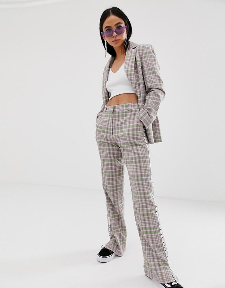 Collusion Check Pants With Side Tape - Multi