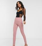 Asos Design Tall High Waist Pants In Skinny Fit In Pink