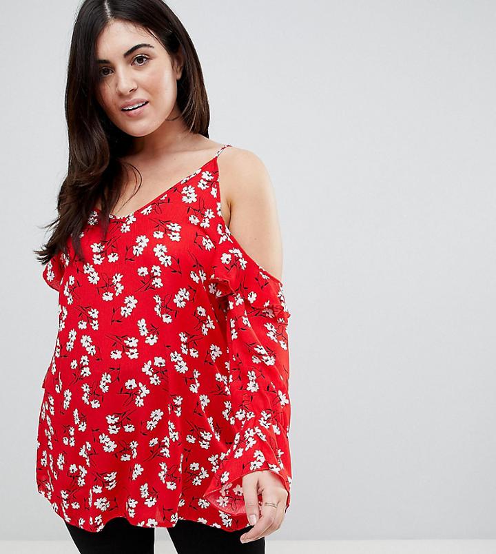 Lovedrobe Floral Cold Shoulder Blouse - Multi