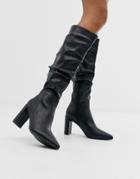 Public Desire Mine Black Slouch Knee Boots - Black