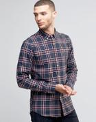 Farah Shirt In Plaid Cotton Slim Fit Navy - Navy
