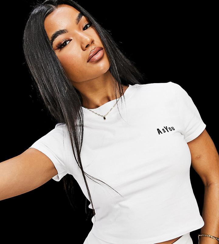 Asyou 90's Cropped Fitted T-shirt In White