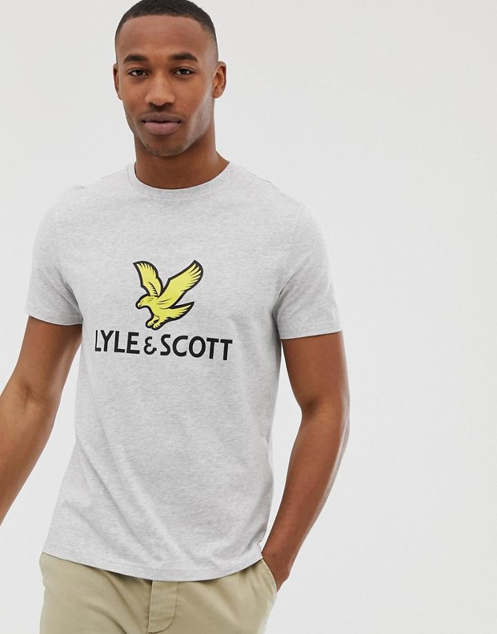 Lyle & Scott Large Logo T-shirt In Gray - Gray