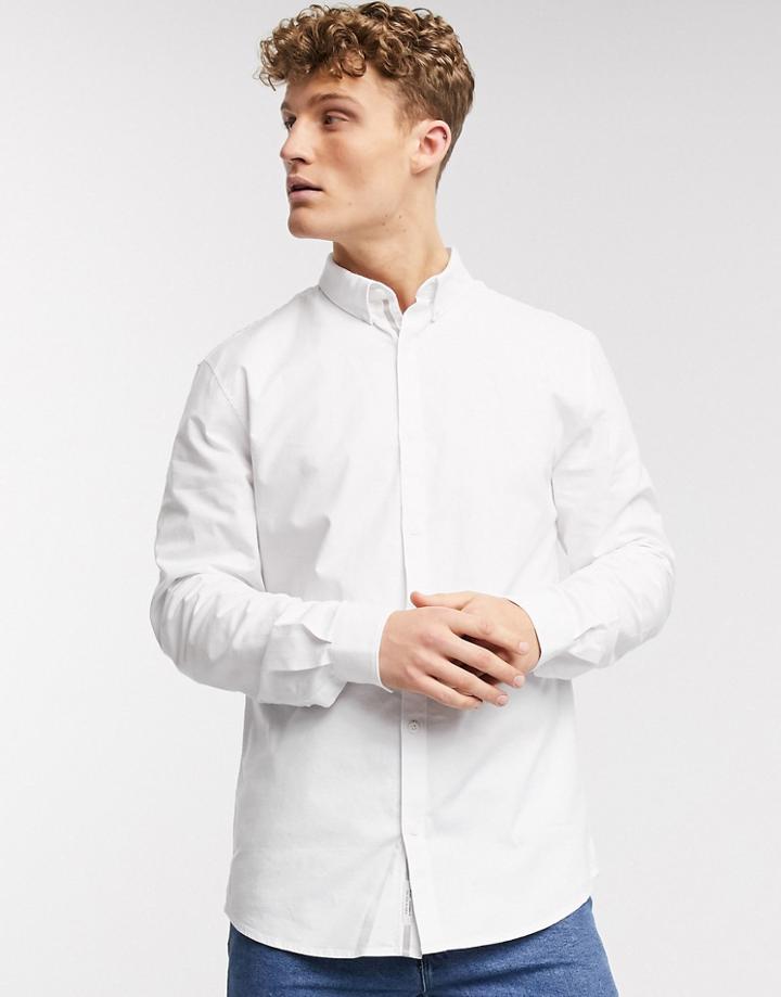 River Island Long Sleeve Regular Fit Oxford Shirt In White