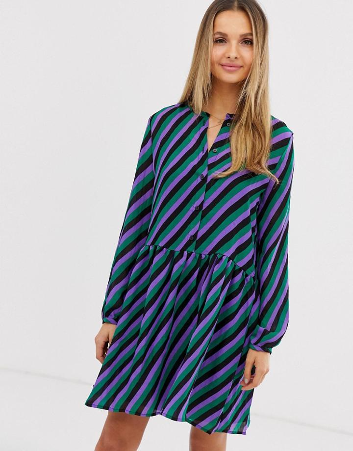 Vila Stripe Drop Waist Shirt Dress - Multi
