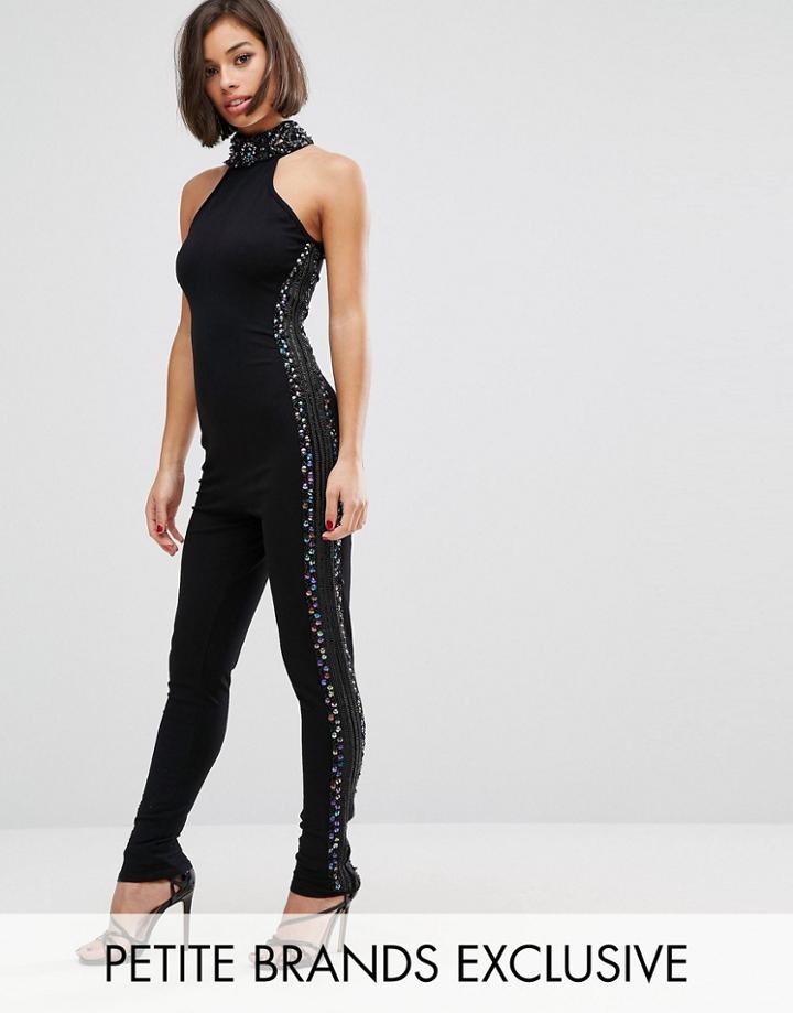 Starry Eyed Petite Embellished Side Panel Jumpsuit - Black