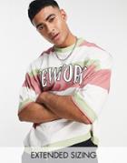 Asos Design Oversized Stripe T-shirt In Pink With New York City Front Print