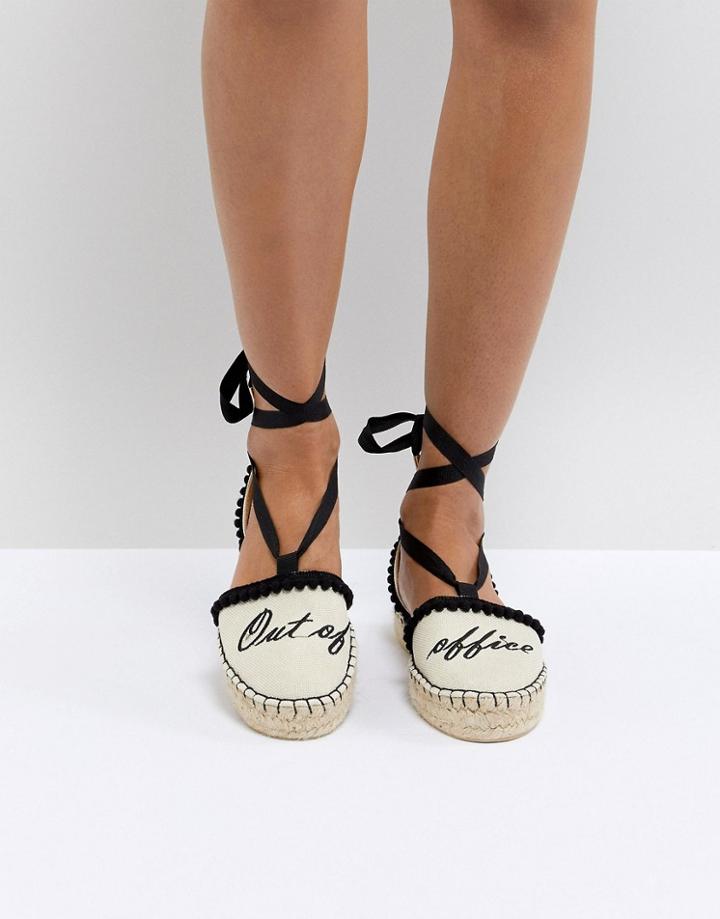 Miss Kg 'out Of Office' Tie Up Espadrilles - Cream