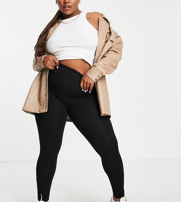 River Island Plus High Waist Basic Leggings In Black